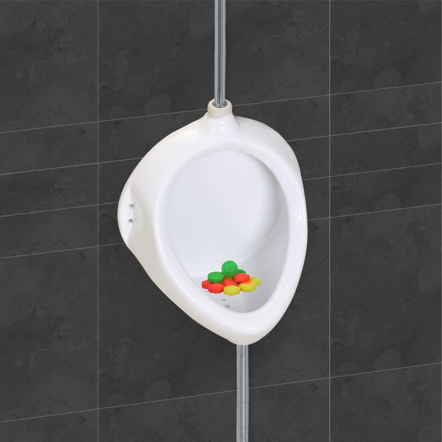 Hygienic urinal cubes for odor control in washrooms. Hygienic urinal cubes for odor control in washrooms.